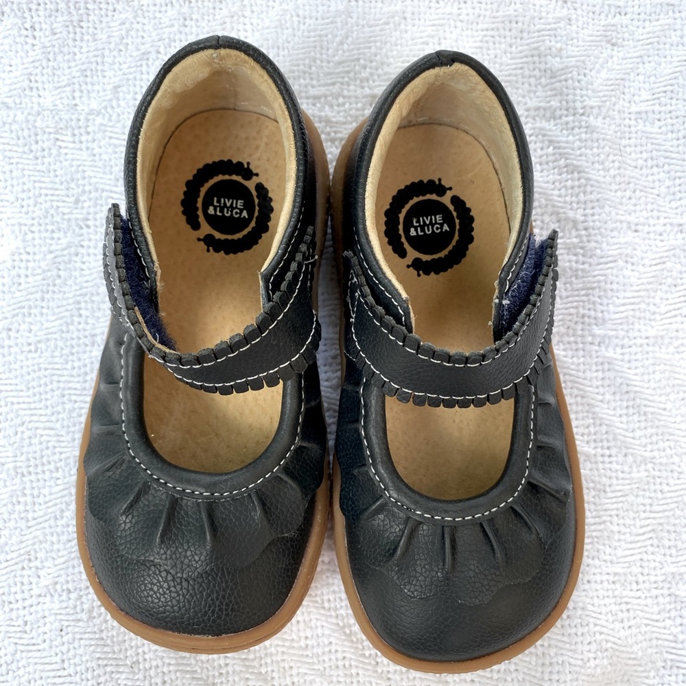 Livie & Luca Navy Blue Ruche Mary Janes